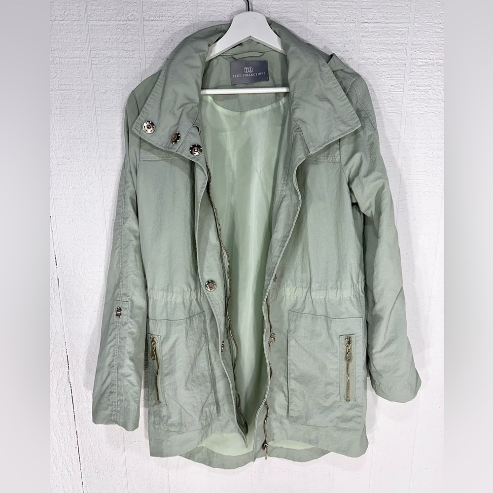 Tart collection utility hooded jacket rain coat mint green size M